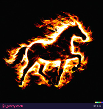 Fiery horse on black background illustration 640