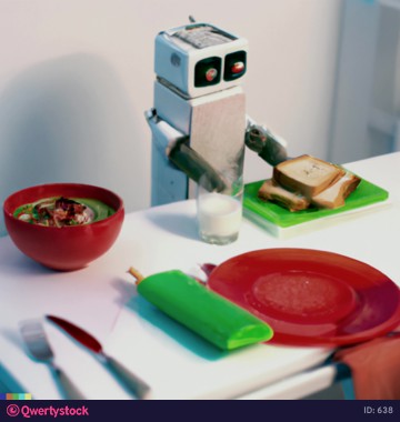 Cute robot cooking the soup illustration 638